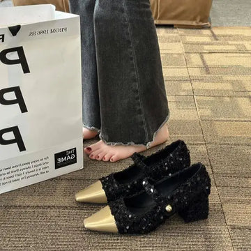 Xajzpa Summer Women's Shoes Sandals Ladies Beige High Heels Branded Pumps 2025 Sweet African 12cm Fashion Spring Latest Block Brief